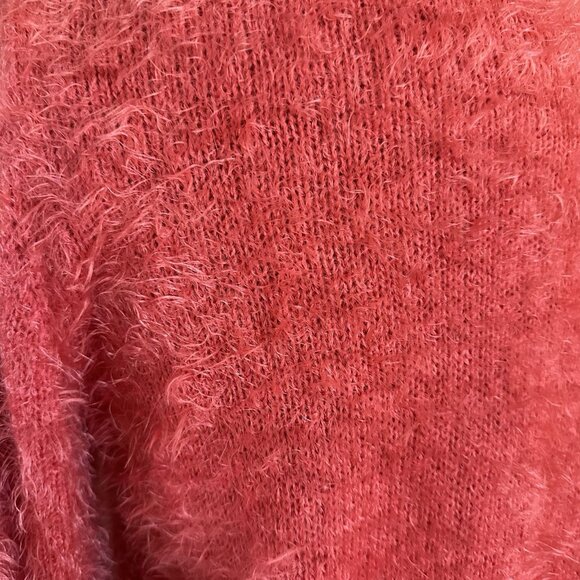 Rewind Cardigan Salmon Medium Long Sleeve Scoop Neck Button Down Fuzzy Sweater - Picture 7 of 7